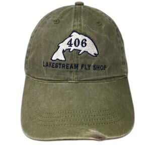 406 Lakestream Fly Shop Strapback Baseball Cap Green One Size Ouray Sportswear